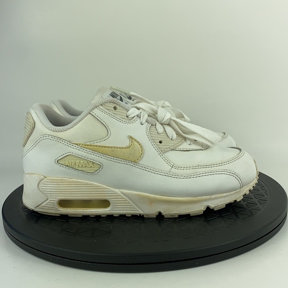 Nike Air Max 90 White Leather Athletic Running Shoes 724822-100 Youth Size 3Y - Picture 4 of 11